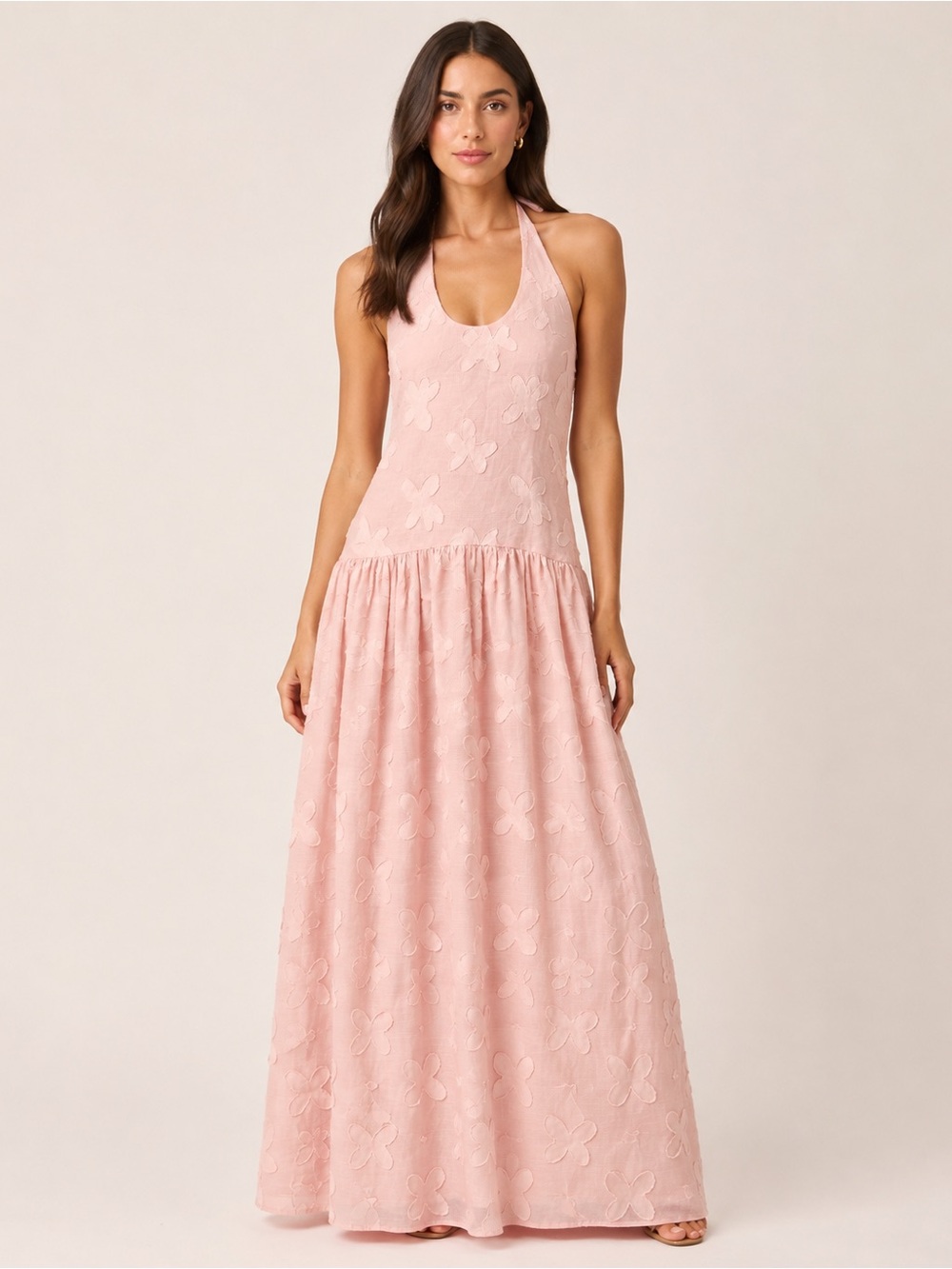 Peppermayo Blush Pink Halter Maxi Dress